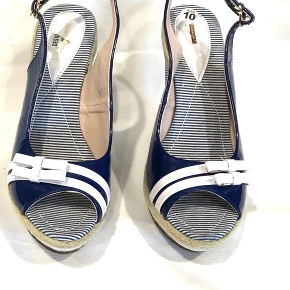 Shoes - Blue/White Wedge Platform Sandal 10